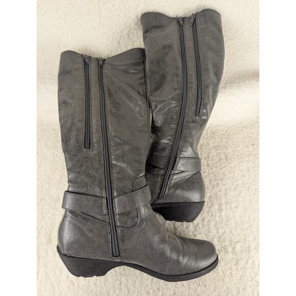 A2 By Aerosoles In An Instant Tall Riding Boots Zip Knee Grey boot 8.5 - Picture 10 of 12